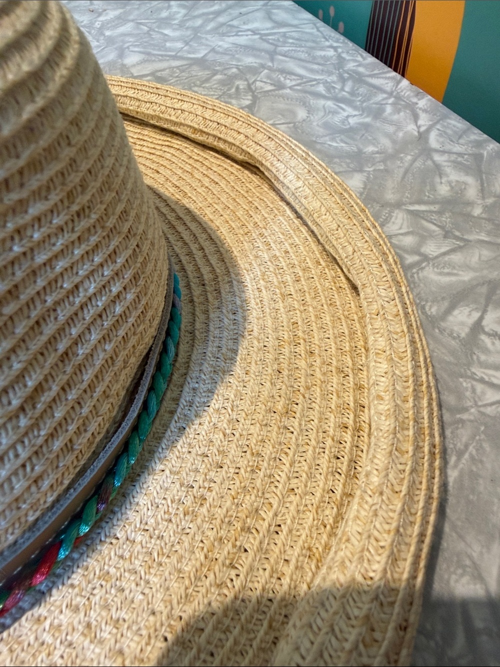 None west Woven Straw Sun Hat with Colorful Braided Trim - Picture 4 of 8